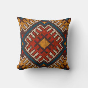 Tribal Aztec, sömlös mönster på ull av trikå Kudde