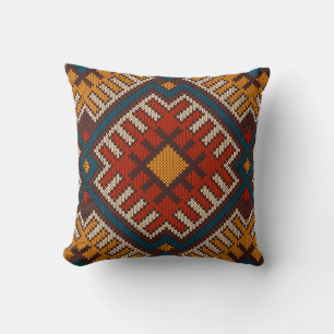 Tribal Aztec, sömlös mönster på ull av trikå Kudde