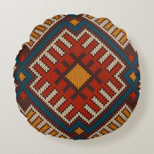 Tribal Aztec, sömlös mönster på ull av trikå Rund Kudde