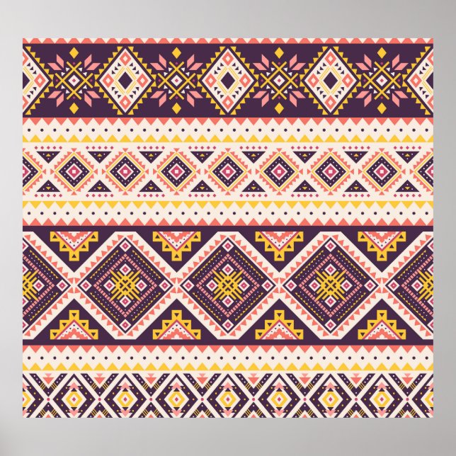 Tribal Aztec stripe, geometric mönster. Poster (Framsidan)