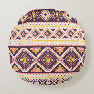 Tribal Aztec stripe, geometric mönster. Rund Kudde