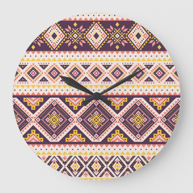 Tribal Aztec stripe, geometric mönster. Stor Klocka (Framsida)