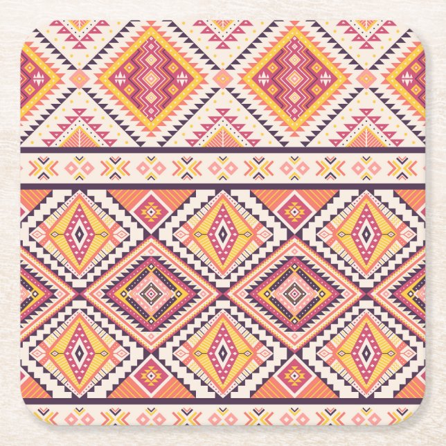 Tribal Aztec Stripe Seamless Background Underlägg Papper Kvadrat (Framsidan)