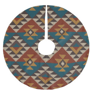 Tribal Aztec Wool Knissions Struktur. Julgransmatta Borstad Polyester