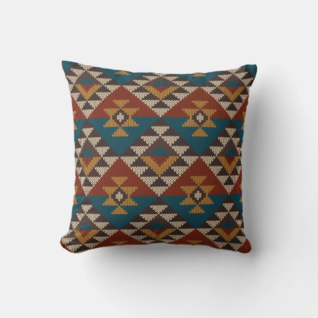 Tribal Aztec Wool Knissions Struktur. Kudde (Framsida)