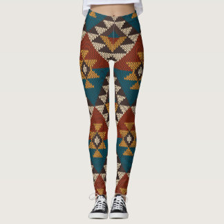 Tribal Aztec Wool Knissions Struktur. Leggings