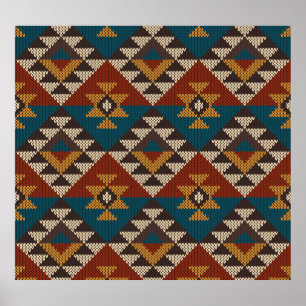 Tribal Aztec Wool Knissions Struktur. Poster