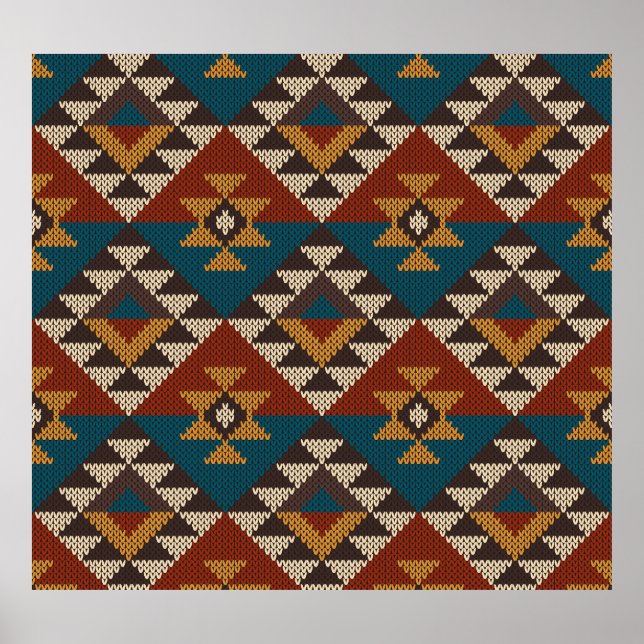 Tribal Aztec Wool Knissions Struktur. Poster (Framsidan)