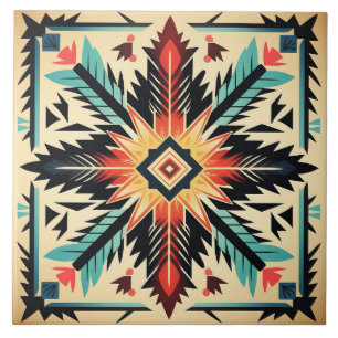 Tribal Aztek-mönster geometrisk abstrakt färgrik Kakelplatta