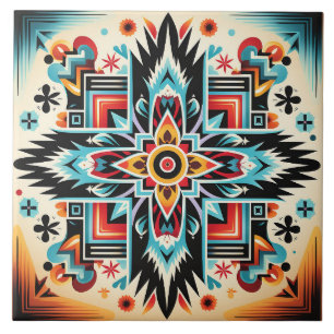 Tribal Aztek-mönster geometrisk abstrakt färgrik Kakelplatta