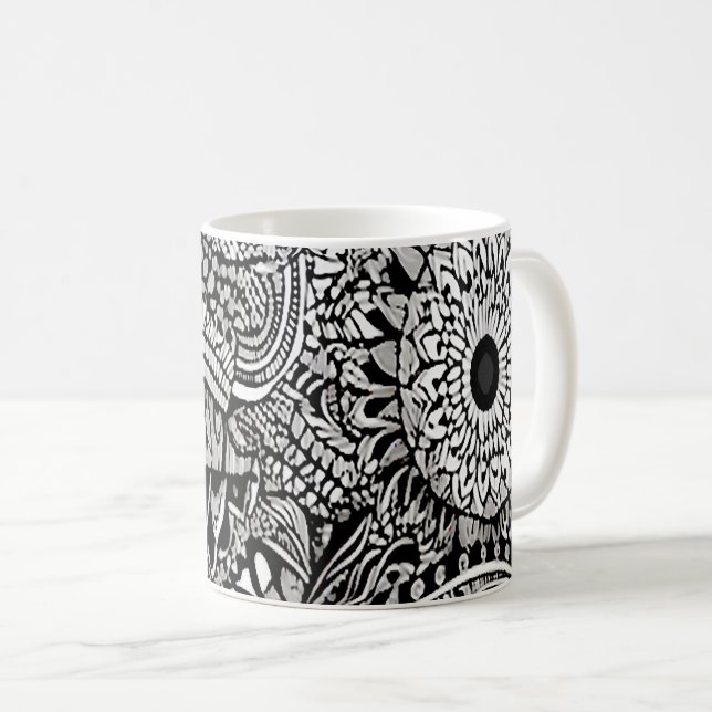 Tribal b/w kaffemugg (Framsida höger)