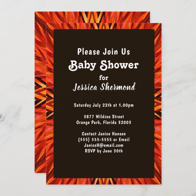 Tribal Baby Shower Copper Orange Abstrakt Inbjudningar (Fram/baksida)