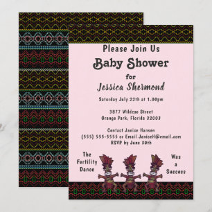 Tribal Baby Shower Nyon Abstrakt Fertility Dance Inbjudningar