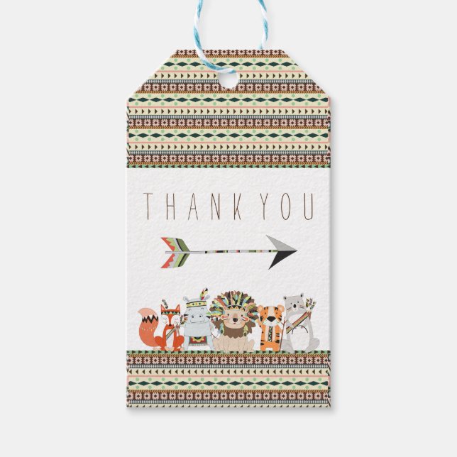 Tribal Baby Shower Presentetikett (Framsidan)