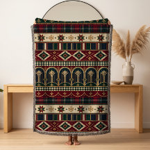 Tribal båggräns julvävd kastfilt
