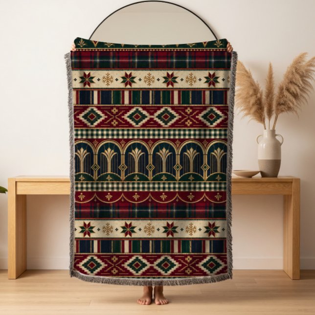 Tribal båggräns julvävd kastfilt filt (Skapare uppladdad)