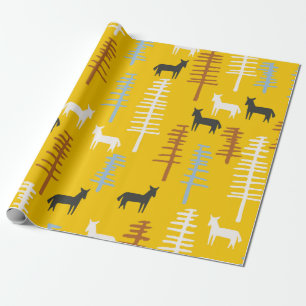 Tribal bakgrund av hästar och träd, kreativ f presentpapper