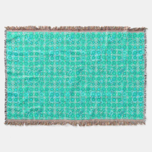 Tribal Batik - aqua och turkos med vitt Filt (Framsidan)