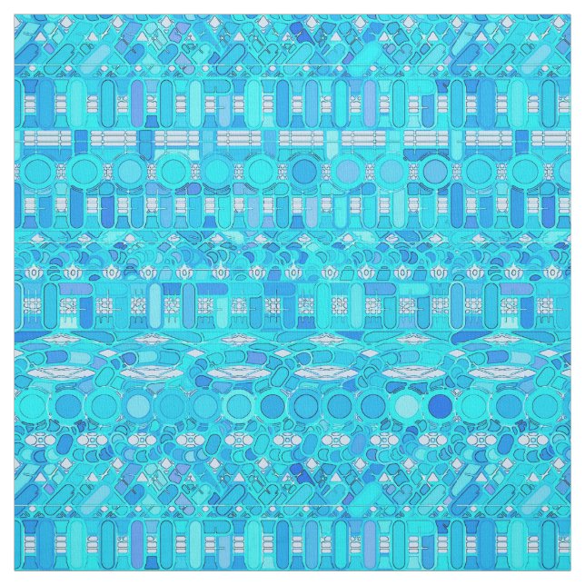 Tribal Batik - blå nyanser Tyg (Provkarta)