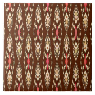 Tribal Batik - Brown, Tan and Coral Kakelplatta