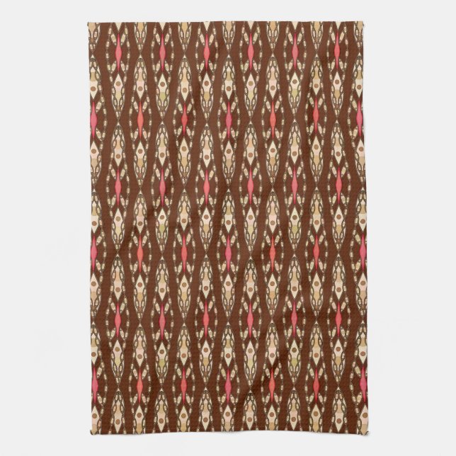 Tribal Batik - Brown, Tan and Coral Kökshandduk (Vertikal)
