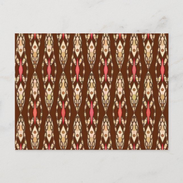 Tribal Batik - Brown, Tan and Coral Vykort (Framsida)