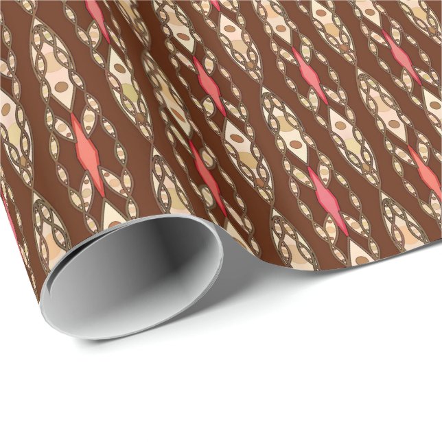 Tribal Batik - Brun, Tan och Korall Presentpapper (Rullad Hörn)