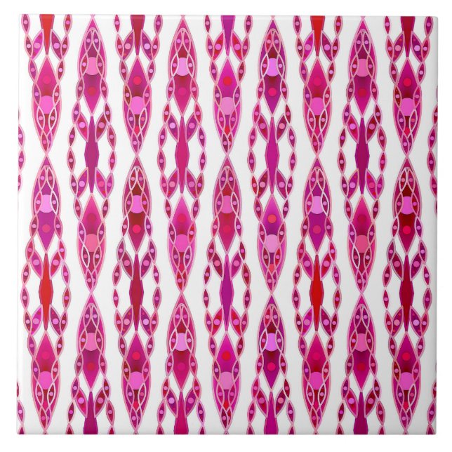 Tribal Batik - Burqundy och Fuchsia Rosa Kakelplatta (Framsidan)