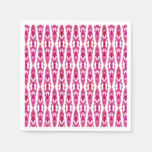 Tribal Batik - Burqundy och Fuchsia Rosa Pappersservett (Framsidan)