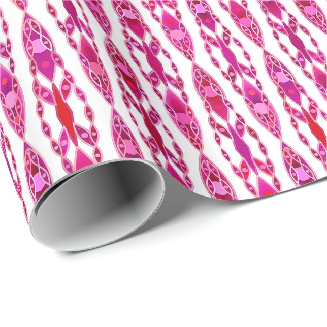 Tribal Batik - Burqundy och Fuchsia Rosa Presentpapper (Rullad Hörn)