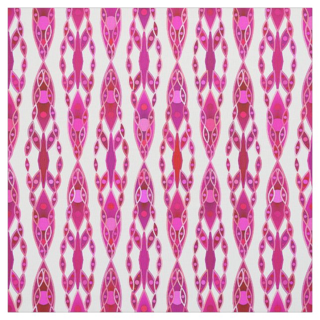 Tribal Batik - Burqundy och Fuchsia Rosa Tyg (Provkarta)