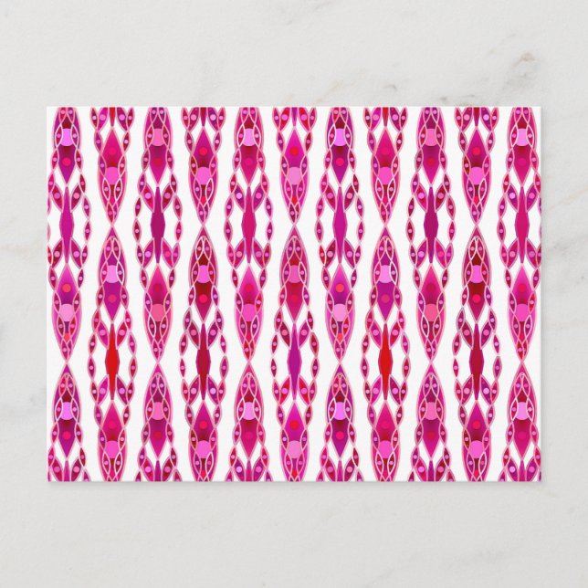 Tribal Batik - Burqundy och Fuchsia Rosa Vykort (Framsida)