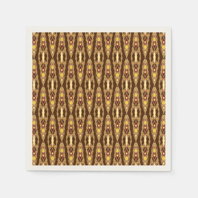 Tribal Batik - Chocolate Brown och Beige Pappersservett (Framsidan)