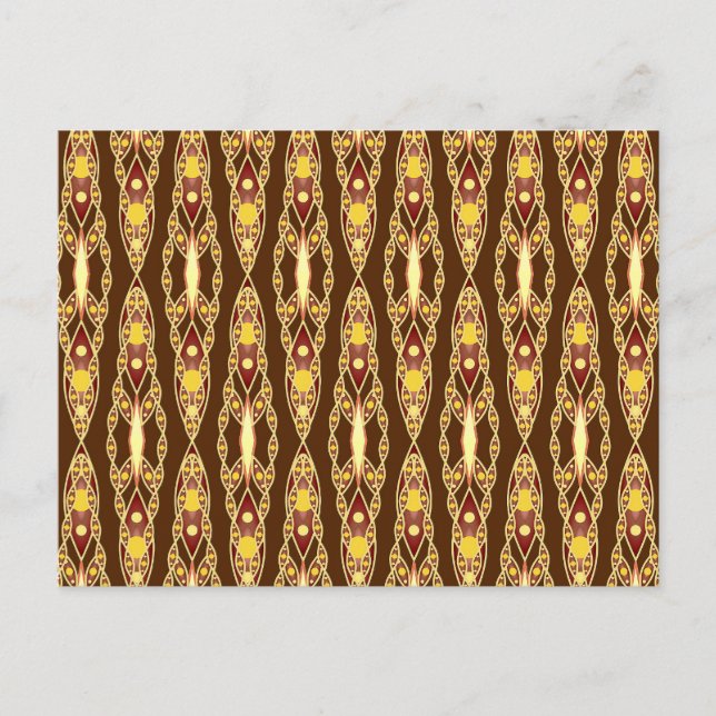 Tribal Batik - Chocolate Brown och Beige Vykort (Framsida)