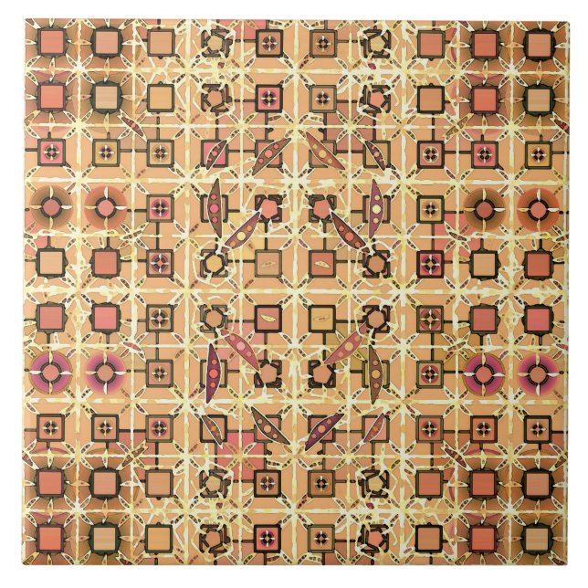 Tribal Batik - chokladbrun och kamelbrun Kakelplatta (Framsidan)