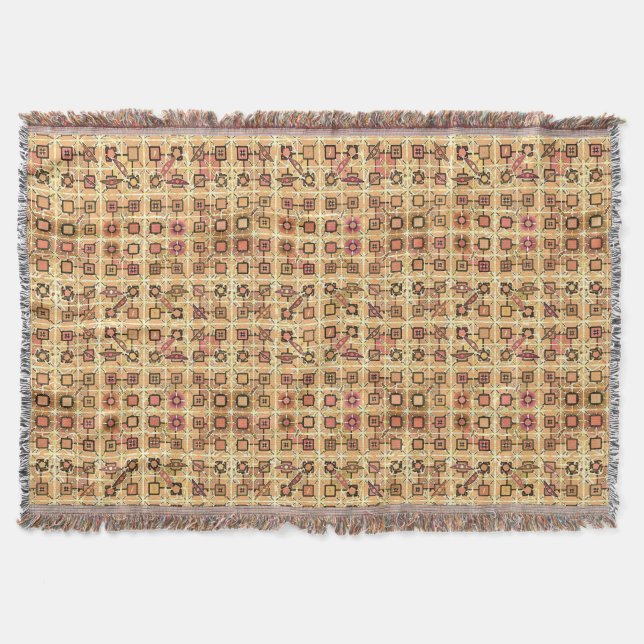 Tribal Batik - chokladbrun och kameltan Mysfilt (Framsidan)