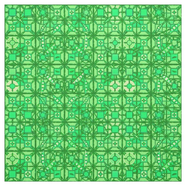 Tribal Batik - Eemerald grönts nyanser Tyg (Provkarta)
