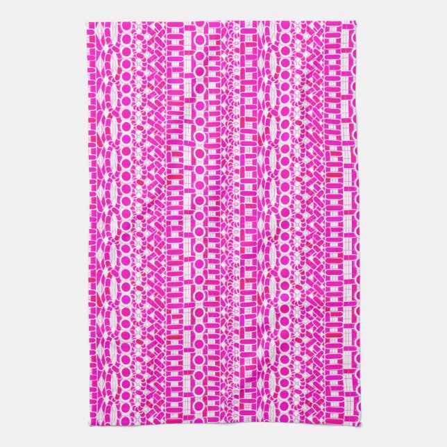 Tribal Batik - fuchsia, magenta, orkidé och vit Kökshandduk (Vertikal)