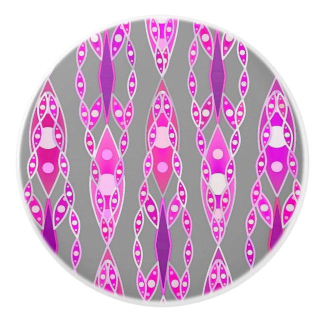 Tribal Batik - Fuchsia Rosa, Violet och Grått Knopp (Framsidan)