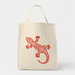Tribal batik Gecko - Coral Orange och Cream Tygkasse