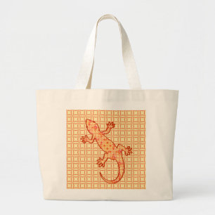 Tribal batik Gecko - korall och lätt orange Jumbo Tygkasse