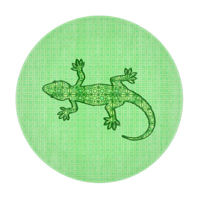 Tribal batik Gecko - lime and emerald grönt (Framsidan)
