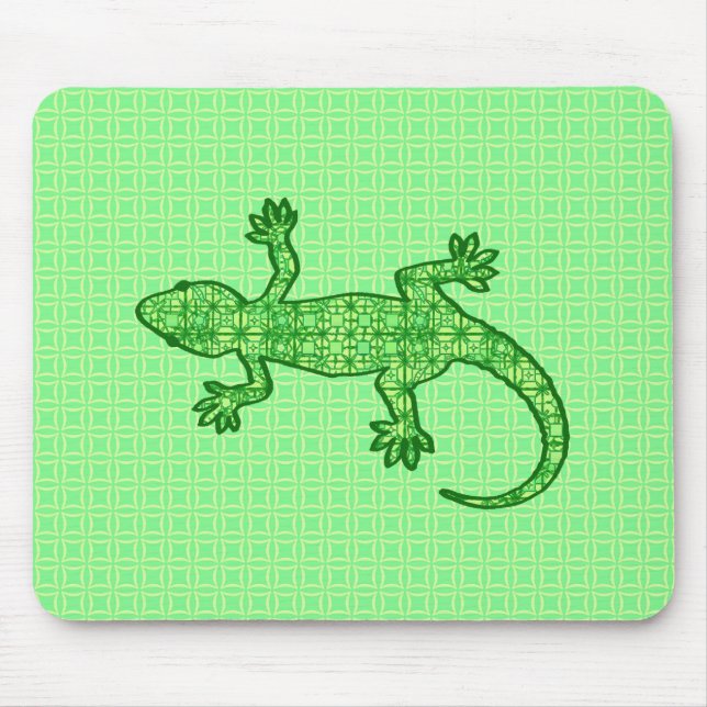 Tribal batik Gecko - lime and emerald grönt Musmatta (Framsidan)