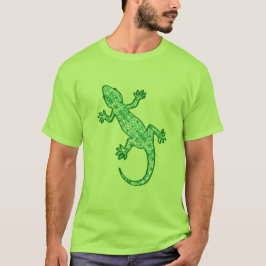 Tribal batik Gecko - lime and emerald grönt T-shirt