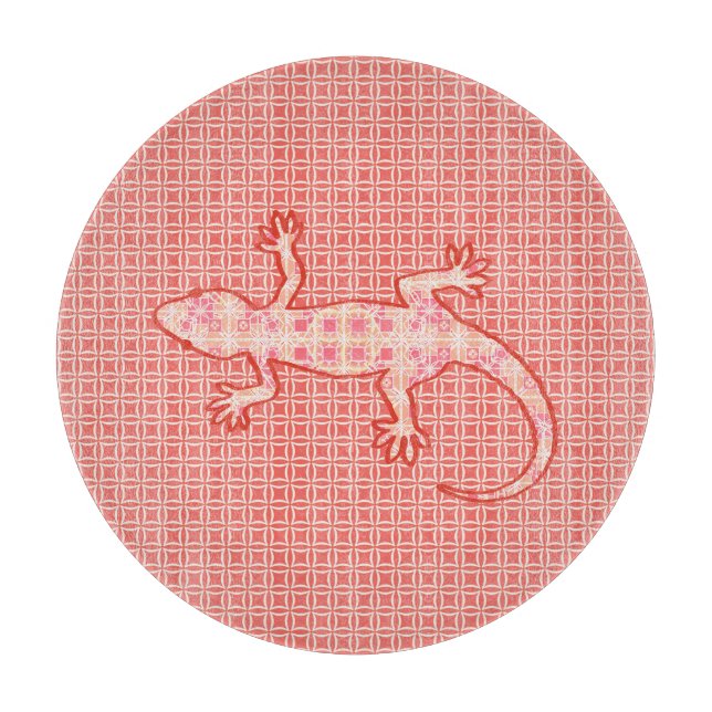 Tribal batik Gecko - rosa av korall och grädde (Framsidan)
