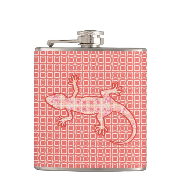 Tribal batik Gecko - rosa av korall och grädde Fickplunta (Framsidan)