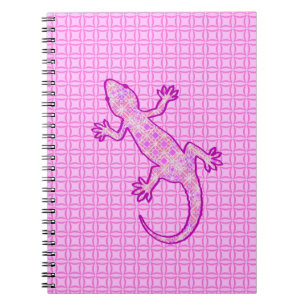 Tribal batik Gecko - rosa av orchid och snäcka Anteckningsbok Med Spiral