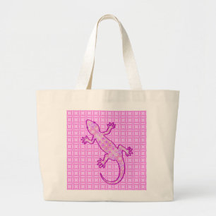 Tribal batik Gecko - rosa av orchid och snäcka Jumbo Tygkasse