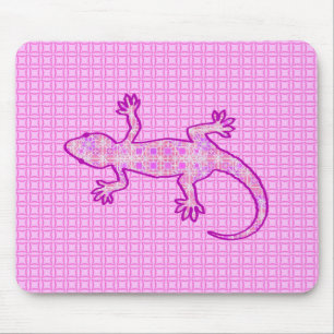 Tribal batik Gecko - rosa av orchid och snäcka Musmatta