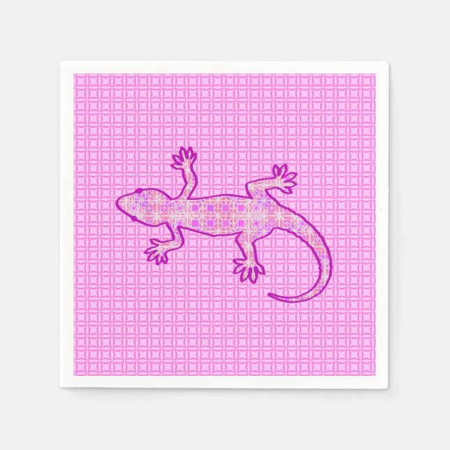 Tribal batik Gecko - rosa av orchid och snäcka Pappersservett (Framsidan)